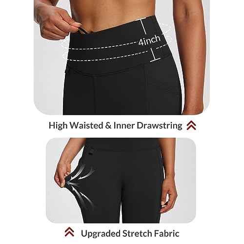 baleaf Women's Fleece Lined Leggings Waterproof Winter Hiking Pants Thermal Running Tights Zipper Pockets High Waisted