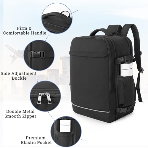 Sinaliy Personal Item Backpack, 40L Large Travel Backpack for Women Men, Waterproof Carry on Backpack for College, Busines...