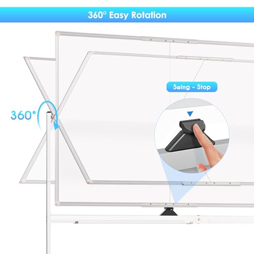 maxtek Rolling Whiteboard, 48x36 Large Magnetic White Board with Stands, Big Double-Sided White Board Dry Erase on Wheels ...