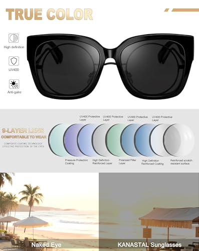 KANASTAL Oversized Over Glasses Sunglasses for Women Men Square Fit Over Polarized Sun Glasses UV400