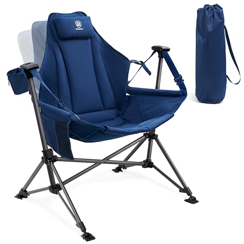 EVER ADVANCED Padded Hammock Camping Chair, Oversized Heavy Duty Swing Chair with Detachable Cup Holder, Portable Folding ...