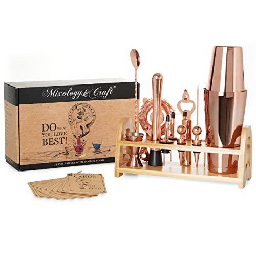 Mixology & Craft Bartender Kit - 13 Piece Set Including Stainless Steel Cocktail Making with Bar Stand & Boston Shaker, Pe...