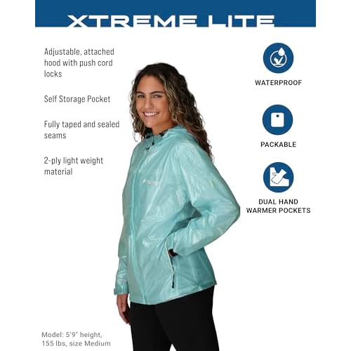 FROGG TOGGS Women's Xtreme Lite Packable 2-Layer Waterproof Breathable Rain Jacket