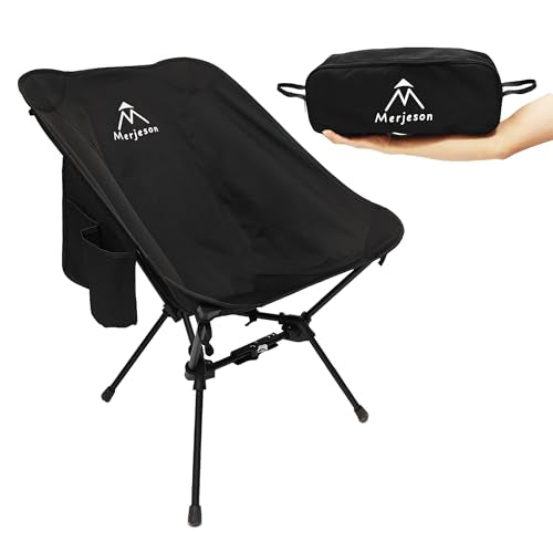 Merjeson Portable Camping Chair with ReleaseLock, Stable Lightweight Camp Ultralight Folding Compact 330lbs, Backpacking F...