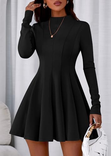 PRETTYGARDEN Fall Dresses for Women Elegant Classy 2026 Casual Long Sleeve Swing A Line Ruffle Short Homecoming Party Dress