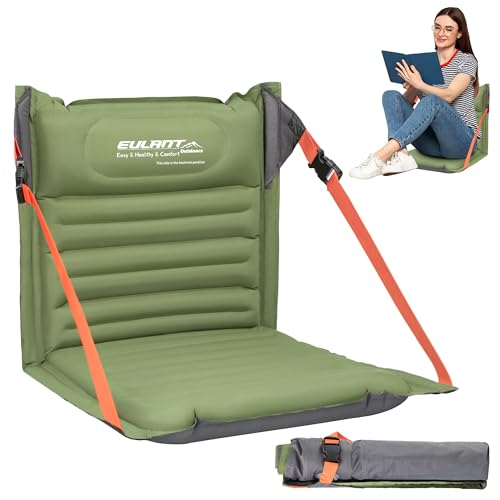 EULANT Lightweight Inflatable Folding Seats for Camping Chair with Back Support and Adjustable Straps,Foldable Bleacher Ch...