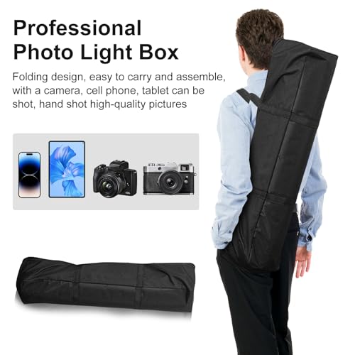47"x78"x40" Large Photo Studio Light Box Photography, 8 Light LED Panels Dimmable Shooting Tent with 3 Color Backdrops Con...