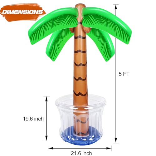 Zcaukya Inflatable Palm Tree Cooler, 60" Blow Up Palm Tree Cooler for Tropical Party Decorations, Hawaiian Party Supplies ...