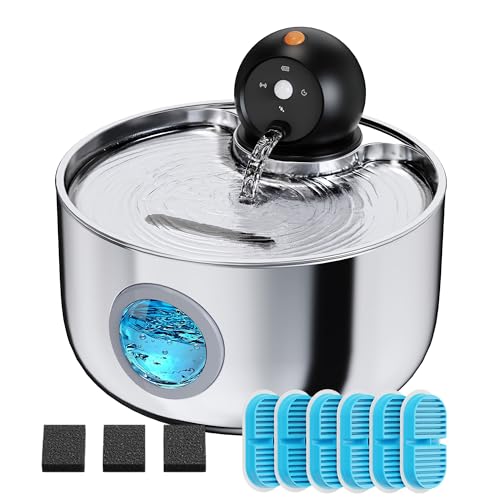 Cat Water Fountain Battery Operated: Wireless Cat Fountain with Motion Sensor - 88oz/2.6L Cordless Pet Dispenser for Cats ...