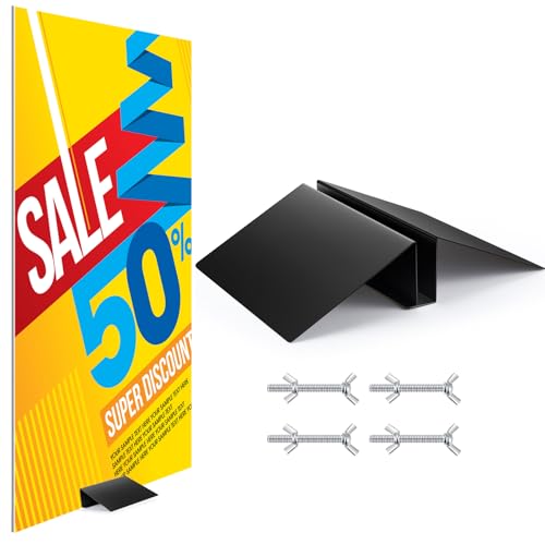 Blulu 1 Pcs Metal Floor Sign Stand Holder M Mount Holder Graphic Floor Standing Display Stand for Composite Foam Board, Ac...