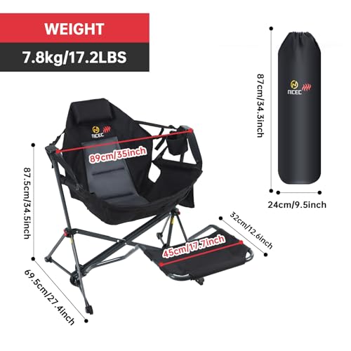 Nice C Heated Hammock Camping Chair with Footrest, Heated Camping Chair with Battery, Rocking Swing Chairs, Hammock Chairs...