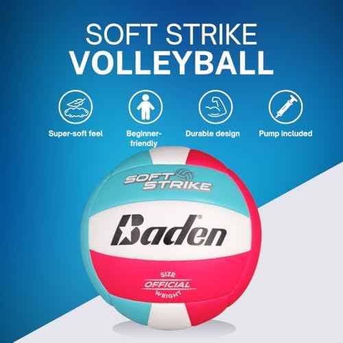 Baden | Soft Strike | Cushioned Synthetic Leather Recreational Volleyball | Indoor/Outdoor for Beginners & Youth | Official Size
