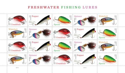 Freshwater Fishing Lures 2025 (Sheet of 20) First-Class Mail Forever Postage Stamps