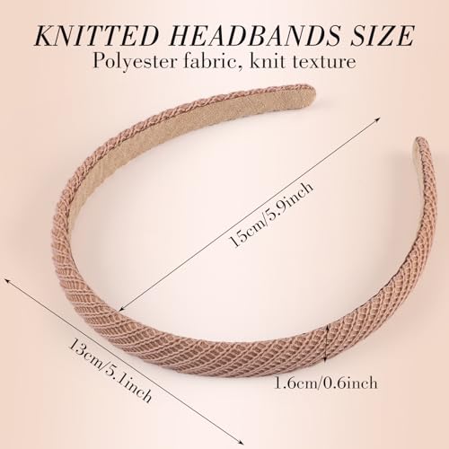 obeoby 6 Pack Trendy Headbands for Women, 0.6inch Thin Knitted Hairbands for Girls Valentines Day Outfit Women's Hair Non ...