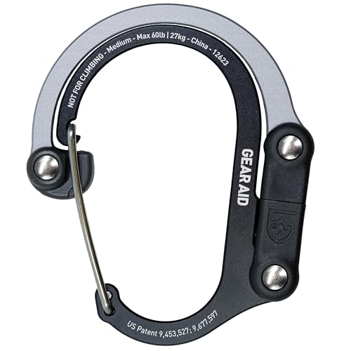 GEAR AID HEROCLIP 360° Swivel Carabiner Gear Clip and Hook (Medium) for Camping, Backpack, Suitcases and Garage Organization
