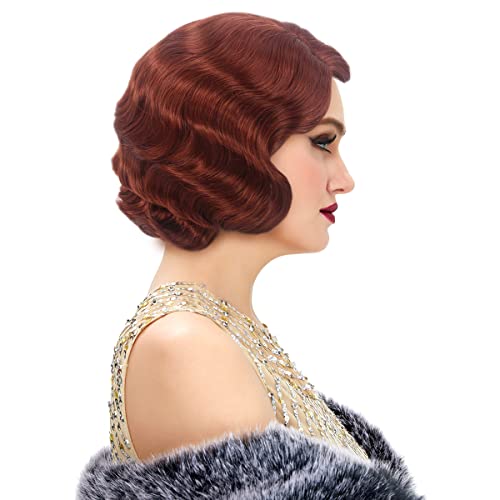 STfantasy 20S Finger Wave Wig Flapper Curly Synthetic Hair for Women 1920s Cosplay Costume Halloween Party Daily Everyday ...