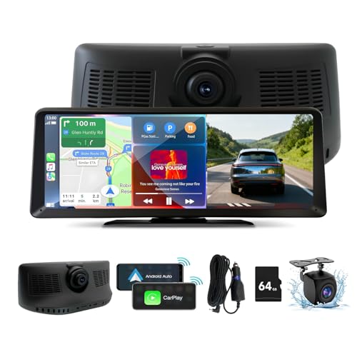 8.1" HD Carplay Screen for Car Stereo, 2K Dash Cam Wireless Portable Touch Screen Car Play with Apple Carplay & Android Au...