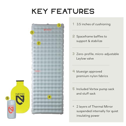 NEMO Equipment Tensor All-Season Ultralight Insulated Sleeping Pad - Regular Wide (72"x25") - Blade / Spicy Orange