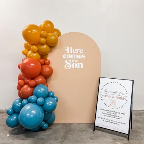 Retro Blue Yellow Orange Balloons, 12 Inch here come balloons Blue and Orange Balloons for Fall Thankgiving Here Comes the...