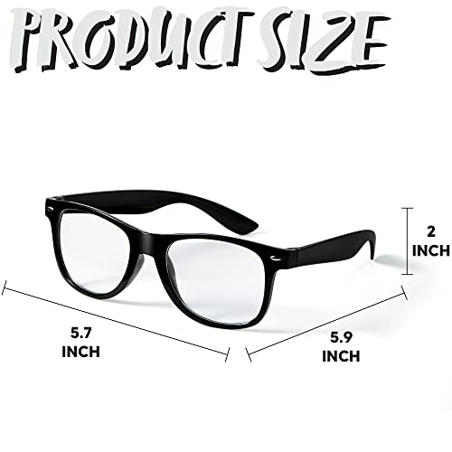 Spooktacular Creations Nerd Glasses, Black Fake Glasses with Clear Lenses Costume Props Halloween Cosplay for Men Women Ad...