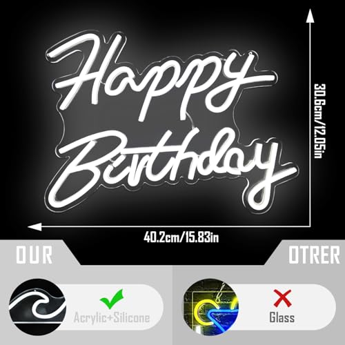 Ajoyferris Happy Birthday Neon Sign Dimmable Light Neon Happy Birthday Sign Happy Birthday Led Sign Happy Birthday Light U...