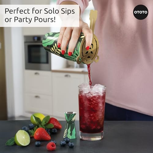 New - OTOTO Sip Safari Jungle Cocktail Shaker Set - Bartender Kit with Lion Cap, Bar Cart Accessories, Bartender Bar Acces...