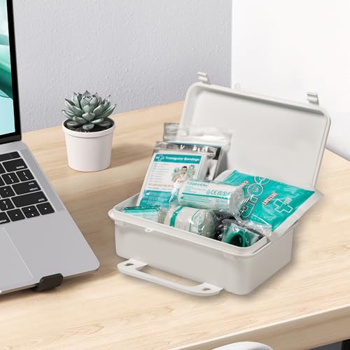 General Medi 120 Pieces Hardcase First Aid Kit - First Aid Box Includes Instant Cold Pack, Emergency Blanket for Travel, H...