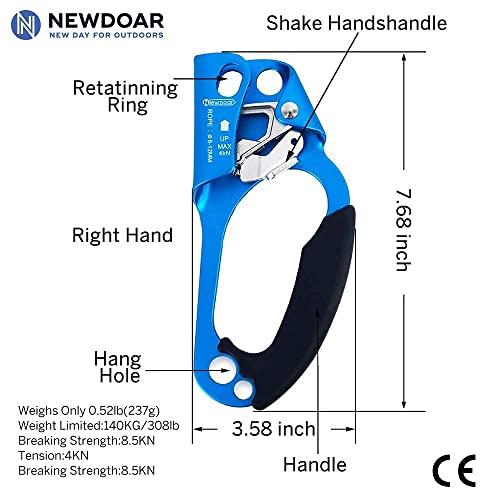 NewDoar Right Hand Ascender and Half Body seat belt for Rappelling Fire Rescuing Tree Climbing Gear