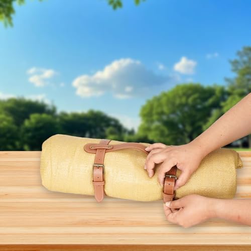 3PCS Outdoor Picnic Blanket Carry Strap, 24.4inch Leather Blanket Straps for Carrying, Yoga Mat Strap, Portable Handle Bed...
