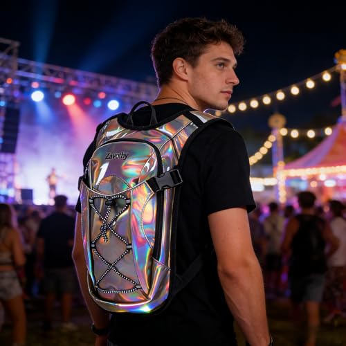 Reflective Hydration Backpack, Hydration Pack - Water Backpack with 2L Hydration Bladder, Essential for Festivals - Rave H...