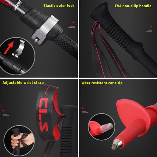 Carbon Fiber Trekking Poles, Ultra Lightweight Collapsible Hiking Poles with Quick Adjustable Flip Lock & EVA Non-Slip Handle