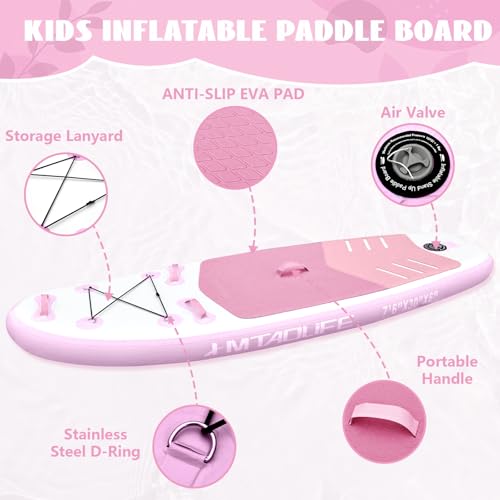 Kids Inflatable Stand Up Paddle Board, Kids Paddle Board with SUP Accessories, Anti-Slip EVA Deck, 7’6’’Child SUP for Kids...