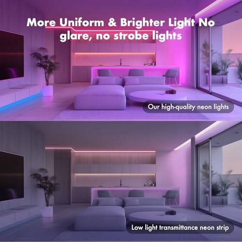 SILFU Neon Rope Lights, 50FT RGB Led Strip, Waterproof IP67, DIY Design, Music Sync, 44 Keys Remote Control, Multiple Mode...