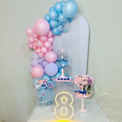 HILAVO Pink Purple Blue Balloon 60Pcs 12 Inch Metallic Pastel Balloon Iridescent Pearl Pink Blue Purple Party Balloons for...