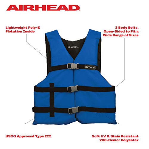 Airhead General All Purpose Life Jacket, US Coast Guard Approved Type III Life Vest, Perfect for Boating and Personal Wate...