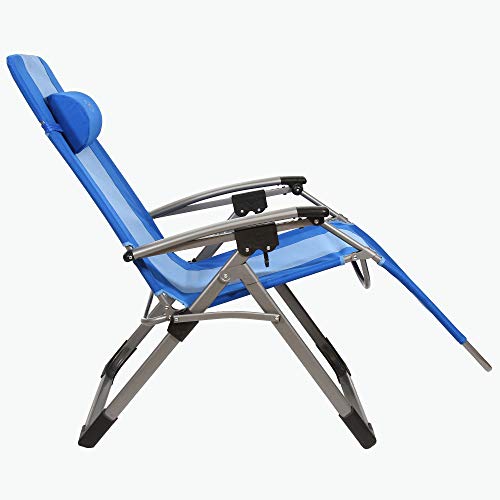 Kamp-Rite Outdoor Folding Reclining Zero Gravity Beach Lawn Chair w/Headrest Pillow, for Camping, Tailgating, & Sports, 30...