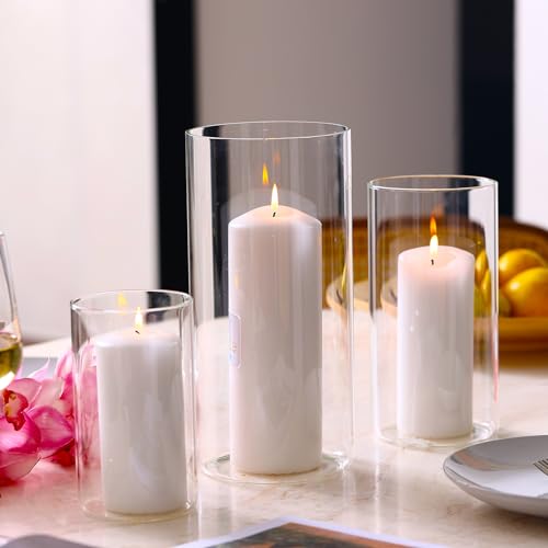 PHOSPHOR Hurricane Candle HoldersFor Pillar Candle Clear Glass Cylinder Centerpieces Vases Table Decoration Centerpiece Fl...