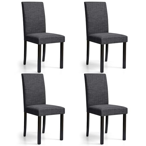 HOMYZOO Fabric Dining Chairs,Modern Parsons Chairs with Solid Legs, Stain-Resistant Performance Fabric Upholstered High Ba...