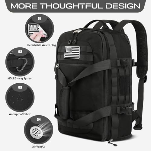 ETRONIK Gym Bags for Men Women, Carry On Luggage 22x14x9 Airline Approved, Tactical Duffle Bag with Shoe Compartment, 3 in...