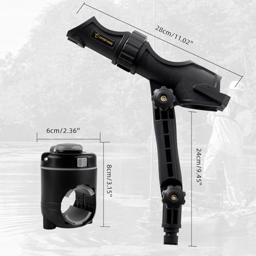 Hitorhike Kayak & Boat Fishing Rod Holder Set with Extender – Universal Reel Compatibility, 360° Adjustable, Heavy-Duty Mo...