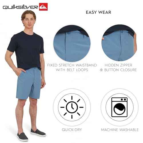 Quiksilver Mens Regular Fit Fixed Waist Water Friendly Active Hybrid Shorts