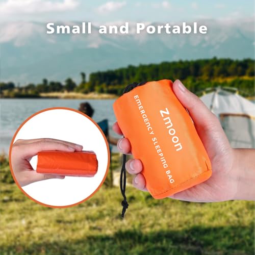 Zmoon Emergency Sleeping Bag Survival Bag, Portable Waterproof Thermal Bivy Sacks,Bivvy Bags,Camping Mylar Sleeping Bag Su...
