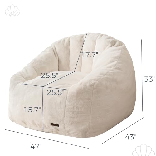 MAXYOYO Giant Bean Bag Chair, Oversized Bean Bag Couch for Adults and Kids, Faux Fur Shell-Shaped Large Chair with Filler,...