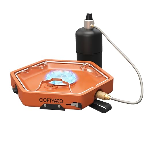 Cofiyard 1-Burner Propane Stove Portable Camping Stove with Carry Strap, Backpacking Camp Stove for Outdoor Cooking, Flic...