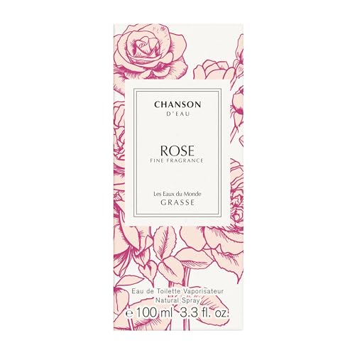Chanson Rose Eau de Toilette 3.4 fl oz (Pack of 1), Notes of Lychee, Rose, and Oak Moss, Women's Fragrance, Long Lasting, Everyday Fragrance, Travel Size