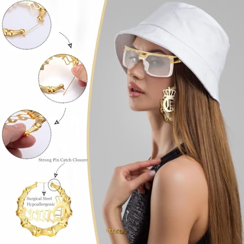 MEDOJO 80 90s Hip Hop Queen Costume Kit Hat Accessories Set for Women Rapper DJ