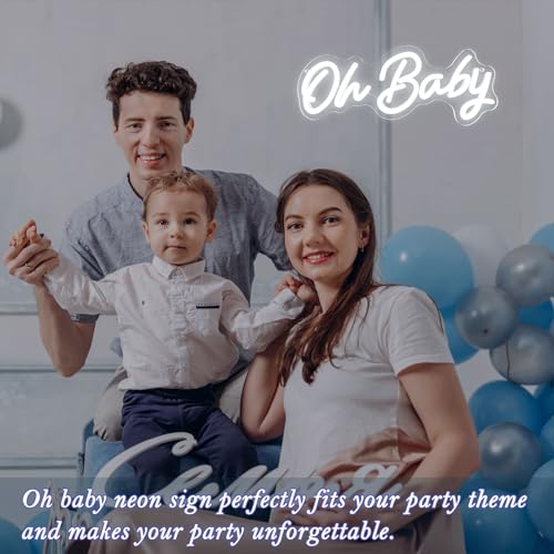Oh Baby Neon Sign for Backdrop Wall Decor,16.5”x6.7” USB Powered Dimmable LED Light up Sign for Boy and Girl Baby Shower G...