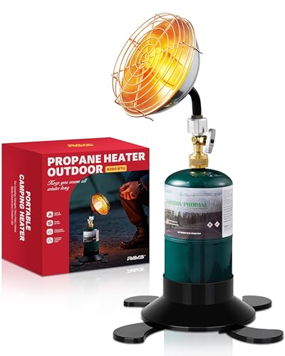 Ravs Portable Propane Heater for Camping, 6500BTU Outdoor Tent Heater with Foldable Tank Holder and Control Valve, Golf Ca...