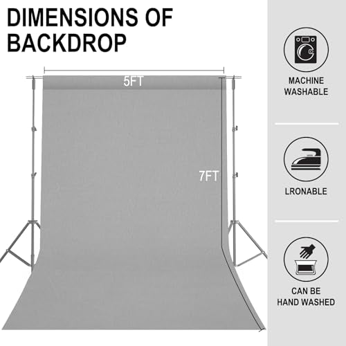 GFCC Grey Backdrop - 5FTX7FT Grey Photo Backdrop for Photoshoot Background for Photography Screen Video Recording Picture ...