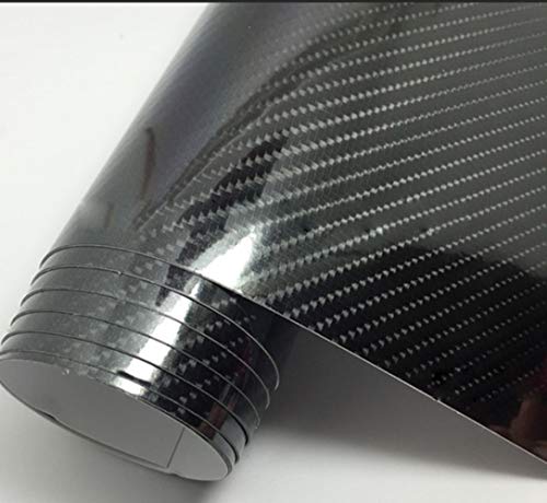 DIYAH 6D High Gloss Black Carbon Fiber Vinyl 12" x 60" / 1 FT x 5 FT Bubble Free Air Release Car Wrap Film Automotive DIY ...